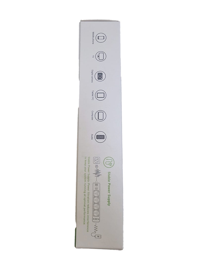Lucky Hawk شريط تمديد الطاقة مع USB C و Micro USB، 4 منافذ 3 دبابيس، 2 منفذ PD Type-C و 2 منفذ Micro USB، 2500 واط، شريط طاقة مقاوم للاشتعال حتى 750 درجة مئوية مع مفتاح، سلك تمديد بطول 2 متر، محطة شحن مثبتة على الحائط باللون الأسود - Image 5